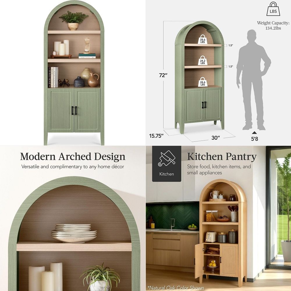 Kitchen - Высокий арочный кухонный шкаф-кладовка 71 дюйм,