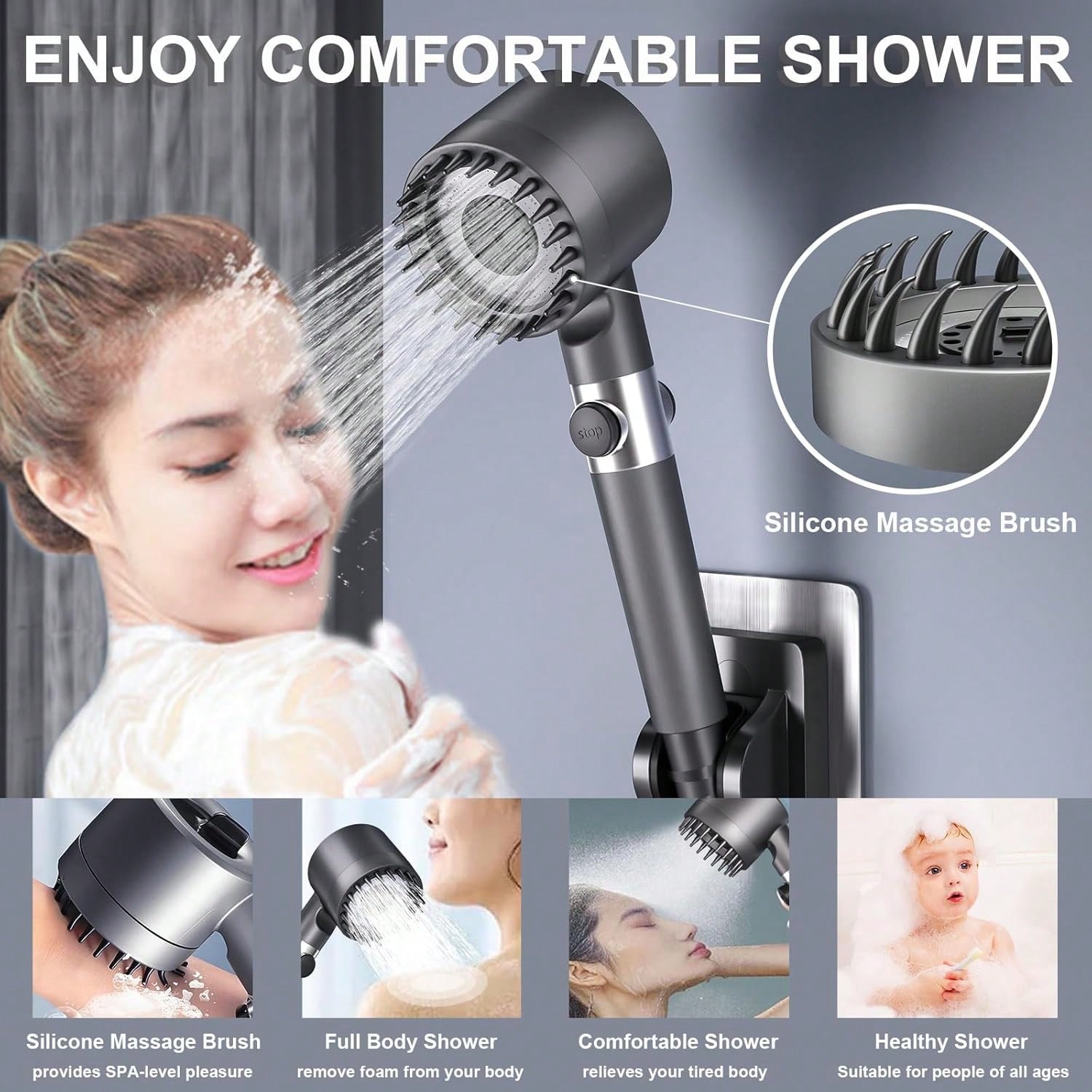 High Pressure Shower Head Handheld - Ручной душ высокого давления с 5
