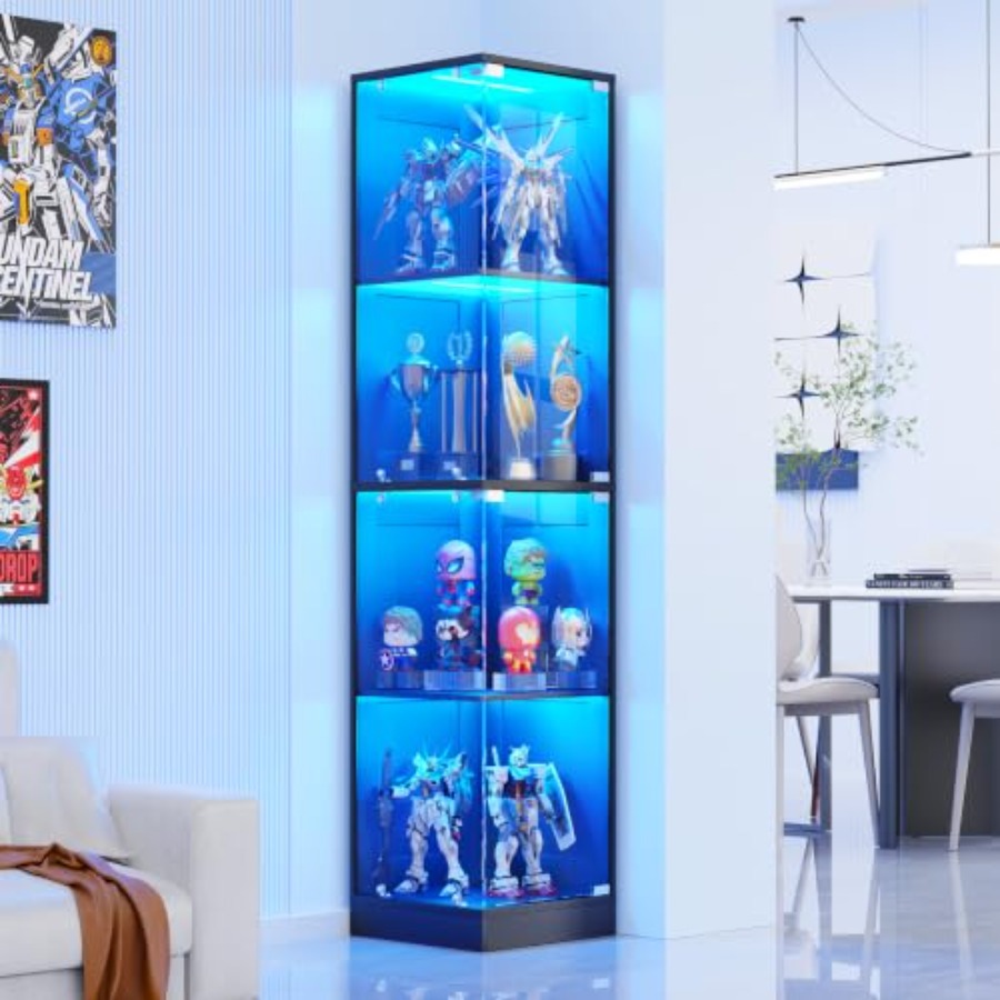 Lighting - Угловой витринный шкаф со стеклянными дверцами,