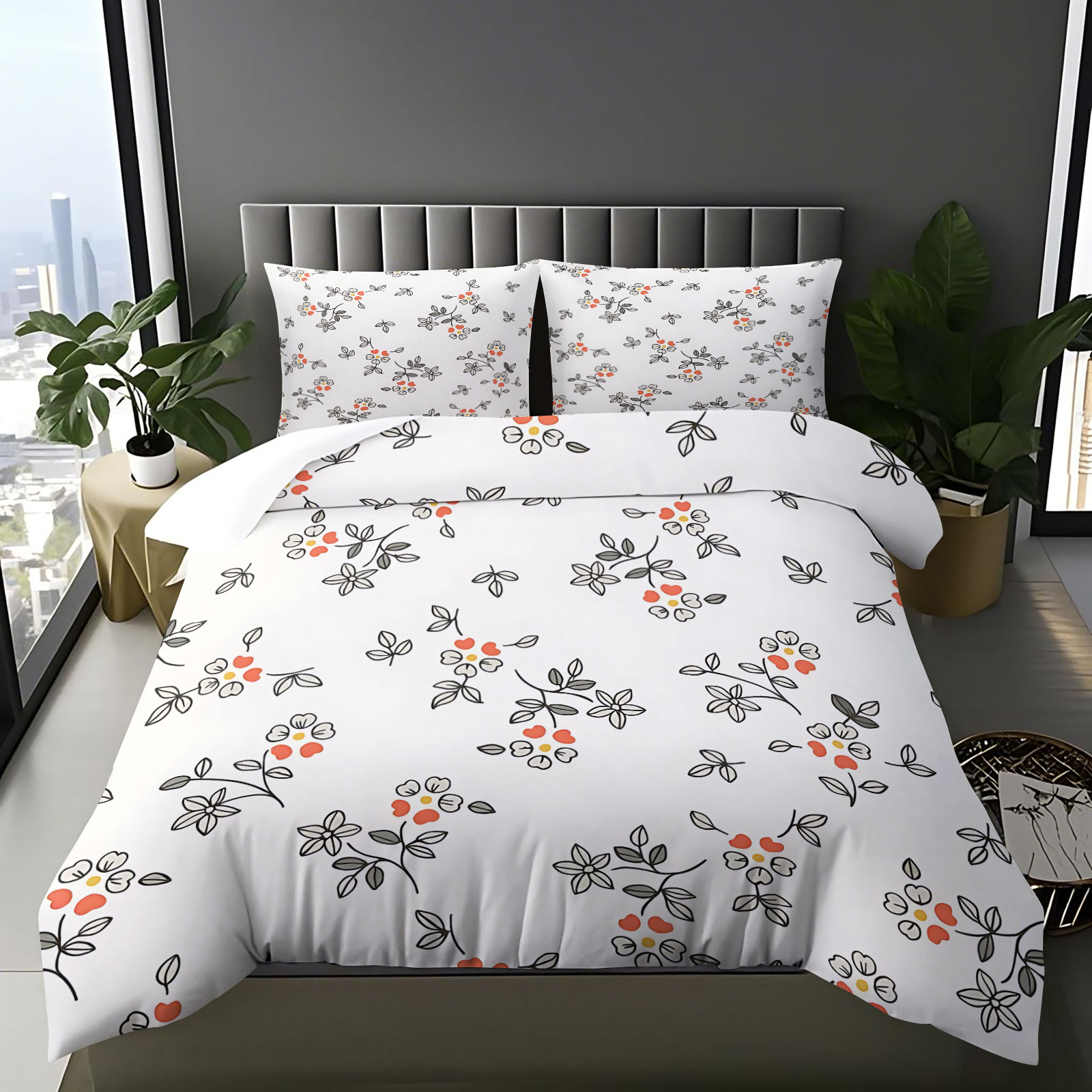 Aesthetic Floral Duvet Cover - Минималистичный комплект постельного белья с тонким