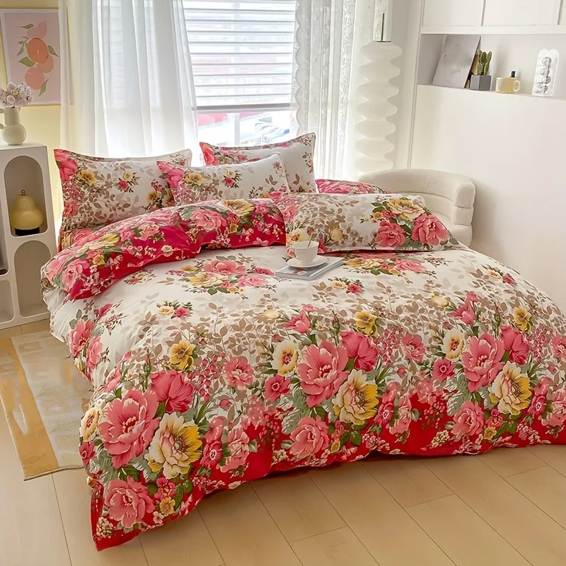 Duvet Cover Sets With Zipper - Комплект пододеяльников с цветочным принтом и
