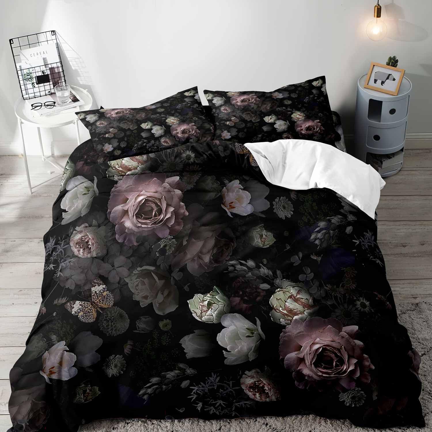 Черный пододеяльник с цветочны – обзор и цена Aesthetic Floral Duvet Cover