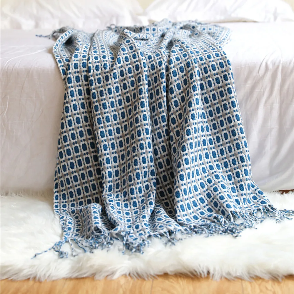 Геометрический жаккардовый пле – обзор и цена Boho Throw Blanket Fringe
